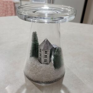 Bath Body Works Snow Village Candle Holder Large Glass Pedestal